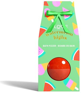I LOVE Watermelon Highs Bath Fizzer Fruity Scented Bath Bomb for Relaxing Soak, Fun, Fizzy Bath Treat with Sweet Watermelon Aroma Vegan & Cruelty-Free Bath Gift for Her, Teens & Kids 140g