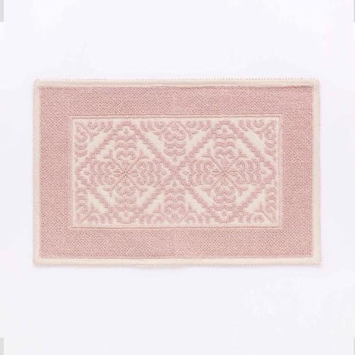 Generico Tappeto Sardo Art. Giglio Linea Oro Artigianale con Certificazione Oeko-Tex – Stile Tradizionale ed Ecologico – Lavabile e Resistente (Rosa, 60x105)