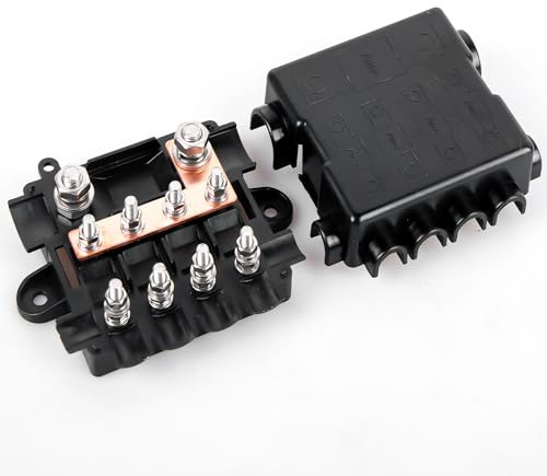 Sicherungshalter für 1X Mega + 4X Midi Sicherungen, Stromverteilungssicherung, Polyamid-Gehäuse mit Abdeckung, Sicherung halter für hohe UND mittlere Stromkreise, Auto, Boot, Suv, LKW, Style B