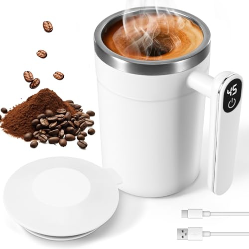 Weskjer Taza De Café Autoagitable Con Pantalla LCD Digital, 400 ml Taza De Café Magnética Automática De Acero Inoxidable Para Uso En La Oficina De Viajes