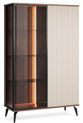 Komodee Vitrine Dawson A1 G1 Nussbaum/Kaschmir 103x162x39 cm