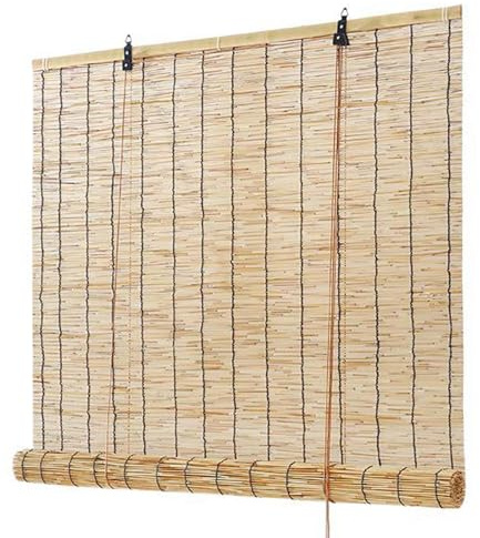 Schilfvorhänge für Fenster Pavillon, Lichtfilter Römische Rollos für Balkon, Terrasse Natur Sonnenschutz Bambus Raffrollo für Indoor Outdoor(90x220cm/35x87in)