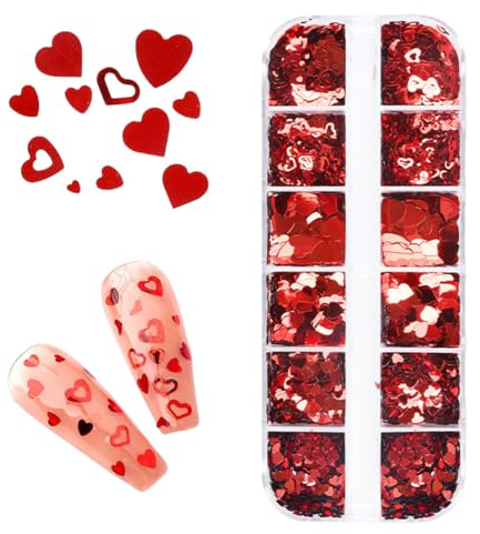 ROKZELT 6 Stile Rot Herz Nagelsticker, Aushöhlen Nagelaufkleber Selbstklebend, Valentinstag Nail Art Sticker, DIY Design Nageldeko, Herzchen