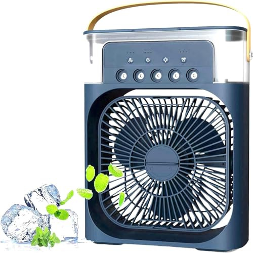 Tragbarer Klimaanlagen Ventilator,USB-betriebener Luftkühler, Luftbefeuchter,7 LED Luftkühler Klein mit 3 Geschwindigkeiten, ultra-leiser Kühlventilator für Familie, Reisen, Büro