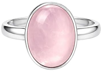 Meadows Bague en Argent Sterling 925 Ovale Pierre Précieuse Déclaration Bague pour Femmes Design Solitaire Boho Bijoux Cadeau R-16