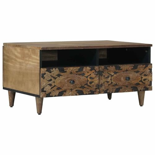 vidaXL Couchtisch Braun 80 x 54 x 40 cm Massivholz Mango, Stylischer rechteckiger Couchtisch, modern für Wohnräume, platzsparend, funktionales Highlight drinnen