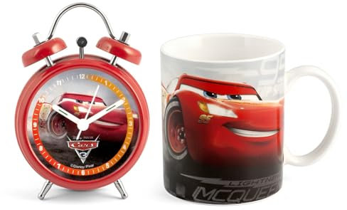 Home Disney Cars Set Sveglia e Mug, Porcellana, Rosso, Unica, 2 unità