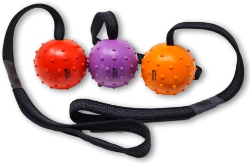 WEPO Wurfball für Hunde 3er Set - Dog Toys - Hundespielzeug Ball am Seil - Dog Toys for small Dogs - Hund Zubehör für draußen und drinnen - Mit Gumminoppen für Zahnpflege