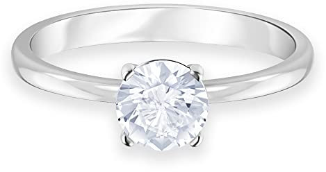 Swarovski Attract Ring, Rund, Weiss, Rhodiniert