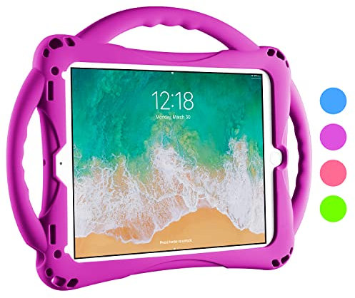 TopEsct 2018/2017 Edición iPad 9.7/ iPad Air Funda para Niños,Shock Proof Material Silicona con Manija para Apple iPad 5th/6th, iPad Air, iPad Air 2,iPad Pro 9.7(iPad 9.7, Púrpura)