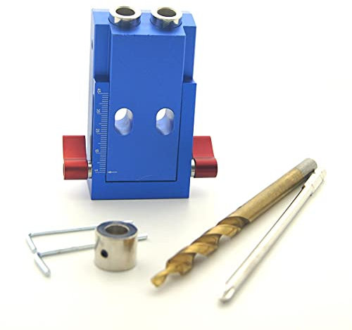 KATSU Taschenloch Bohrschablone Bohrlehre Pocket Hole Jig mit Stufenbohrer, Holzbearbeitungs Bohrführungs Positionierlocher Lokator 105402