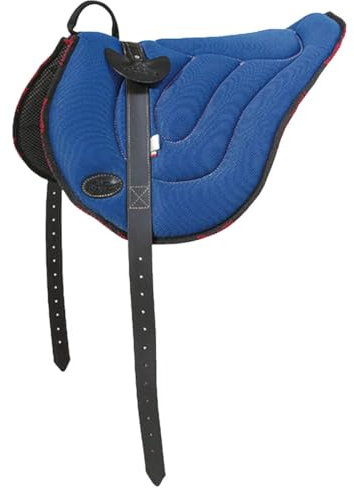 PIONEER Sella Cavallo in Air Mesh Resistente e Traspirante per Monta Naturale, Sella Equitazione Made in Italy Comfort, Bareback Sagomato 53x45cm con Sottopancia Equitazione in Neoprene - Nero