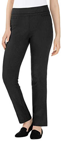 Hilary Radley Damen Comfort Fit sitzt an der Taille Slim Leg Stretch Pull On Hose - Schwarz - 36