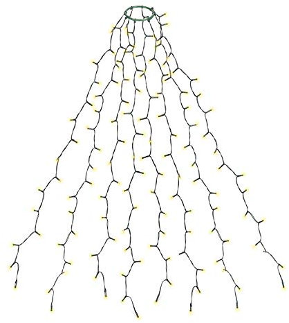 SALCAR 1,5m Weihnachtsbaum Lichterkette mit Ring und 8 Girlanden, 200er LED Christbaumbeleuchtung für 90cm bis 150cm Tannenbaum, Warmweiß