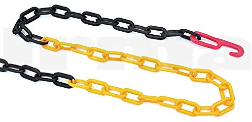 BSD Schwarz/Gelb Kunststoffkette mit Haken - 6mm x 25m - Kunststoff Kette, Absperrkette