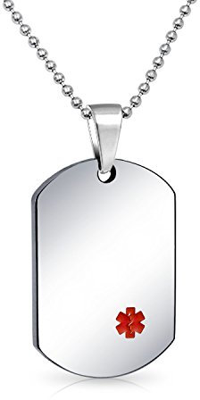 Unisex Personalizar Personalizable Médicos De Identificación De Alerta Médico De Identificación De Perros Etiqueta De Acero Colgante Collar Para Hombres Mujeres 20 Pulgadas De Cadena Mediana