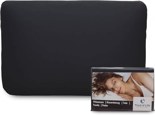 Kissenbezug 60x40 Schwarz Einzelpack für Kopf-Kissen ELORA und MIZAR | Weiche Baumwolle (Double Jersey), bügelfrei & trocknergeeignet, OEKO-TEX zertifiziert, Kissenhülle 40 x 60 mit Reißverschluss