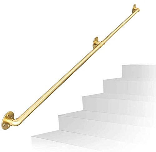 JLXJ Handlauf Geländer Treppenhandläufe Wandmontage Geländer, 0,5 M - 4 M Lang, Goldmetall Haltegriff Korridor-Stützstange, Innen Draussen Schritte Loft für Ältere Senioren (Size : 1m(3.2ft))