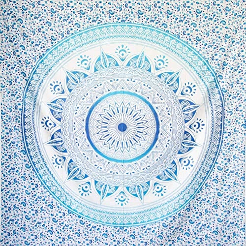 MOMOMUS Toalla de Playa Grande Antiarena - En Diseño Mandala - Ideal como Manta, Pareo y Toalla Grande para la Playa XXL, Espaciosa y Repelente a la Arena - Azul, 210x230 cm
