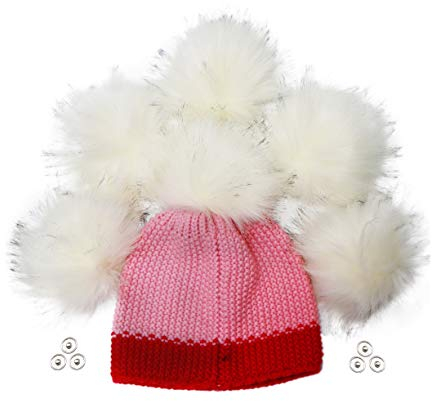Furryvalley Kunstfell-Bommel, flauschige Bälle für Hüte, Schuhe, Schals mit Druckknopfverschluss, abnehmbare Strickmütze, Reithut, Seidenzubehör, 15,2 cm, extra groß (Farbe 2#), 6 Stück