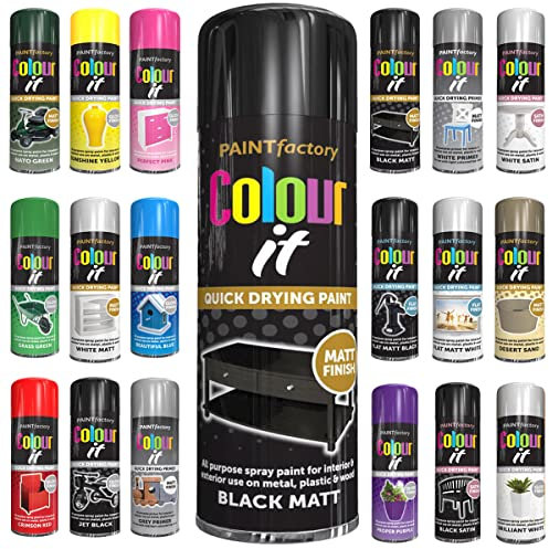 Classic Signature - 1 x All Purpose Black Matt Aerosol Spray Paint 250ml Quick Drying Spray,Fast Dry and Excellent Coverage for Wood, Metal, Plastic and more