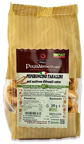 Tarallini Tradizionali mit Chili, Taralli al Peperoncino, Puglialimentari, 250 g