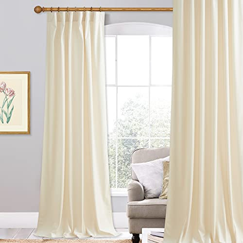StangH Elfenbeinweiße Vorhänge Samt – 3 m Hintergrundvorhänge für Hochzeitsparty-Dekor, Privatsphäre Raumteiler Vorhänge für Kinderzimmer/Krankenhaus/Hotel, B 132 x L 300 cm, 1 Panel