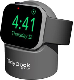 TidyDock Watch (grey) - Silicone body Dock for all Apple Watch models - Supports Nightstand Mode - Cable not included