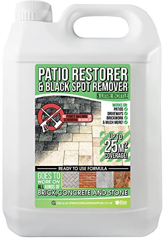 Elixir Gardens Black Spot Remover 5 Litre Bottle | Path, Patio & Driveway Cleaner for Stone, Brick, Concrete & Paving Slabs | Destroys Lichen, Algae & Mould | Ready To Use Formula