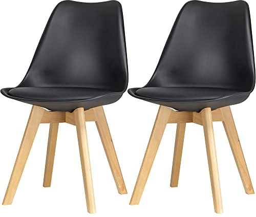 Esszimmerstuhle 2er Set modern skandinavisch schwarz Holz Sara