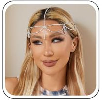 TseenYi Geschichtete Kristall-Hochzeits-Kopfkette Mutillayer-Strass Quaste Headchain Hairwear Funkelnde Strass-Kopfbedeckungen Haarkette Glanz Brautkopfschmuck für Frauen und Mädchen (Silber)