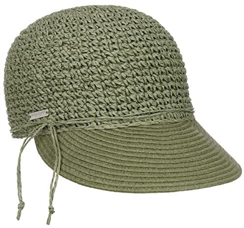 Seeberger Uni Rollable Crochet Cap Damencap Sommercap Sonnencap Sonnenvisor Strohcap Strandcap (One Size - Oliv)