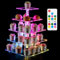 Ulifeme LED Light Cupcake Stand with Remote Control, Multi-Colour 5 Tier Acrylic Cupcake Square Tower Display, Changing Modes Cakes Holder for Birthday, Baby Shower, Wedding, Party Decor, USB Powered