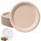 Disposable Brown Paper Plates 7inch/18cm - Super Rigid Bagasse Eco-Friendly Compostable Biodegradable 50Pack Sturdy Sugarcane Party Plates Strong Heavy Duty for Hot/Cold Food