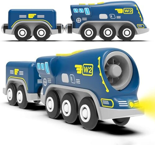 Zuoan Batteriebetriebene Action-Lokomotive Zug (Magnetverbindung) – leistungsstarker Motorzug kompatibel mit Thomas, Brio, Chuggington Holzschienen und Zug – Spielzeug für Kleinkinder