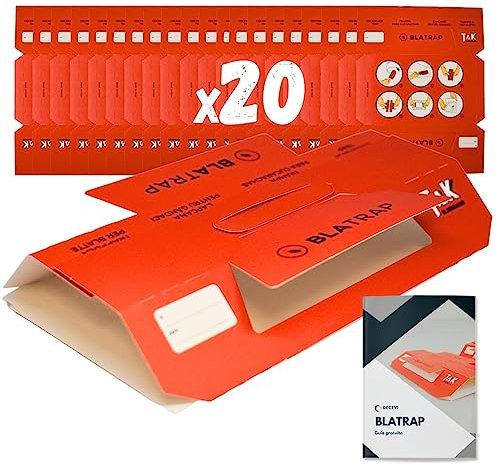 Trampas para Cucarachas Adhesivas Extra-Fuertes Profesional con Atrayente Alimentario para la casa - Sin Veneno ni Biocidas - Fabricadas en Europa (20 trampas (Grandes Rojas))