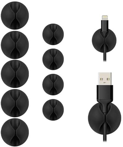 SmiLife Schwarze Kabelklemmen 9 PCS, Kabelhalter, Kabelorganisation, Kabelmanagement Clips, Selbstklebende Drahtklammern, Verschiedene Größen