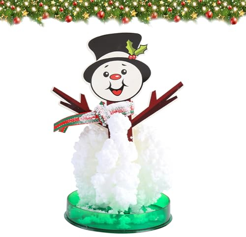 Wachsender Magischer Weihnachtsbaum, Mini Weihnachtsbaum Künstlich, DIY Magischer Papier Baum Schneemann Kristall Züchtungs Set für Kinder, DIY Kristall-Züchtungs und Spielzeuge Lernanleitung
