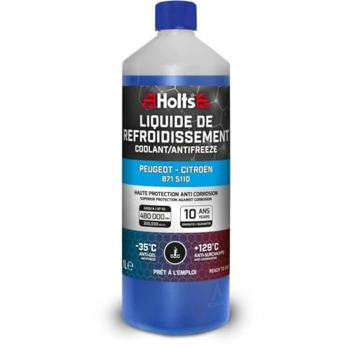Holts HAFR0001B Liquide de Refroidissement antigel pour Voiture Peugeot Citroën, 10 Ans de durée de Vie, Protection jusqu'à -35 °C, Bleu, 1 Litre