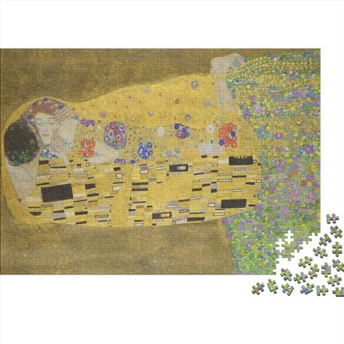 Gustav Klimt Weltberühmte Gemälde Puzzle 1000 Teile, The Kiss Puzzle Für Erwachsene, Lustige Gemälde Puzzle Erwachsene Anspruchsvoll,Impossible Puzzle,ideal Als Wandbild