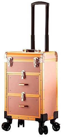 Mallette De Maquillage Professionnel Coffret Grand Rangement Cosmétique De Malette Beauty Case À Maquillage Vanité Boite Valise, Trolley À Bijoux Et Cosmétique Pour Coiffeurs Maquilleurs ( Color : Ros