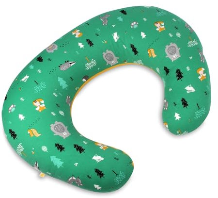 schlummersack Ergonomisches Stillkissen klein mit Baumwoll-Bezug Waldtiere, Oeko-Tex, Schwangerschaftskissen