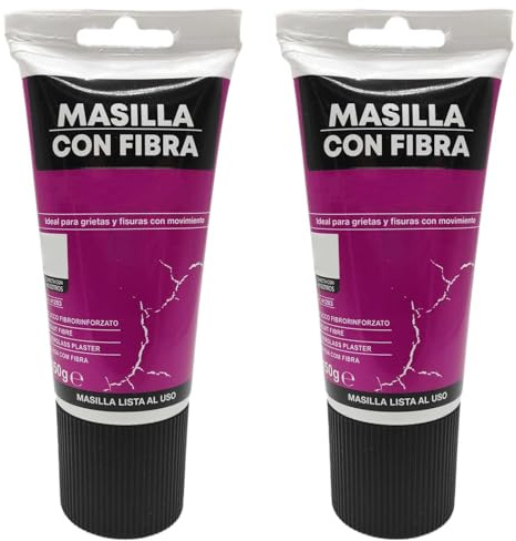 Acan Tradineur - Pack de 2 tubos de masilla con fibra, retapado, reparación de grietas, fisuras en movimiento, uso exterior, albañilería, bricolaje - 150 g