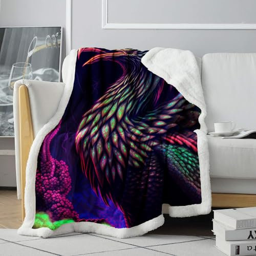 CHTLIFQ Kakadu 3D Bettwäsche, Fleece Überwurf, Decke, Couch, Sofa, bequem, weich, für Sofa, Bett, Sherpa Decke, Ganzjahres Überwurf, Decken für Kinder und Erwachsene, 150 x 200 cm, Sherpa