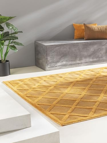 benuta Nest Teppich Bonte - Gelb 80x150 cm - Kunstfaser - Outdoor geeignet - Rechteckig - Pflegeleicht für Esszimmer Küche Outdoor/Terrasse