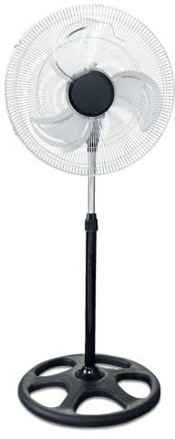TIENDA EURASIA - Ventilador de Pie | Ventilador de Pie Potente | Industrial Silencioso | 70W de Potencia | 3 Velocidades | Base Redonda Estable | 3 Aspas Metálicas | Altura Regulable | Ø 62 x 130 cm