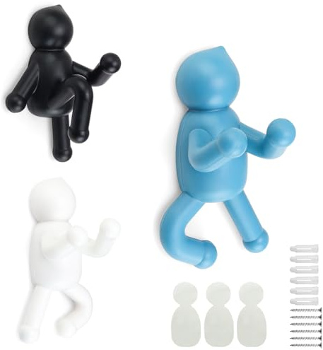 SHENGYIG 3 Stück Kleiderhaken, Wandbehang Humanoid Gaderobenhaken | mit Schrauben und Selbstklebend, Moderner Umweltschutz Wandhaken Garderobe, für Taschen, Accessoires, Handtüchern