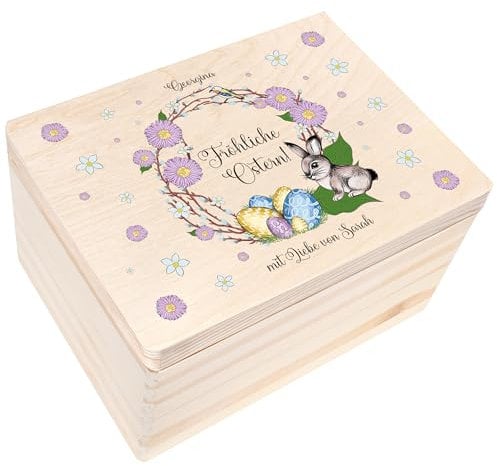 Creative Deco Personalisiert Ostern Deko Holzkiste Geschenke Ostergeschenke mit Wunschtext | Osterndeko Individuelles Geschenk für Frauen, Männer, Erwachsene, Kinder | Originale Osterhase Osterkorb