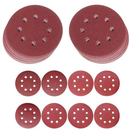80 Stück Schleifpapier 125mm Klett 10 x 40/60/80/120/180/240/320/400 Körnung 8 Loch Schleifscheiben Set für Exzenterschleifer