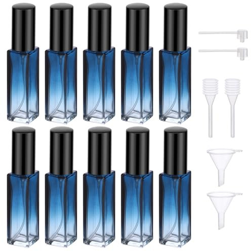 Segbeauty Atomizador Perfume, 10 Piezas 10ml Dispensador Perfume Viaje, Recargable, Pulverizador Cristal para Colonia, Regalos, la Aviación (Azul Degradado)